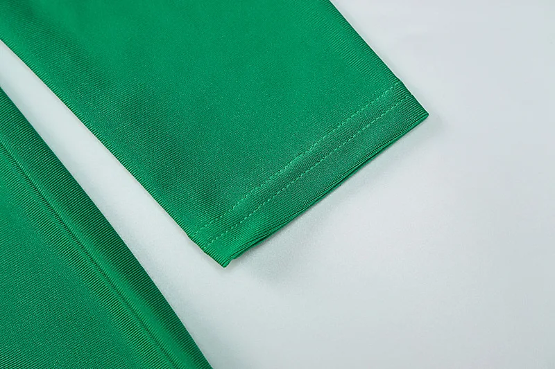 Shoulder Padded Long Sleeve Bodycon Green Party Club Maxi Long Dress Spring Autumn Women Fashion Elegant Clothes