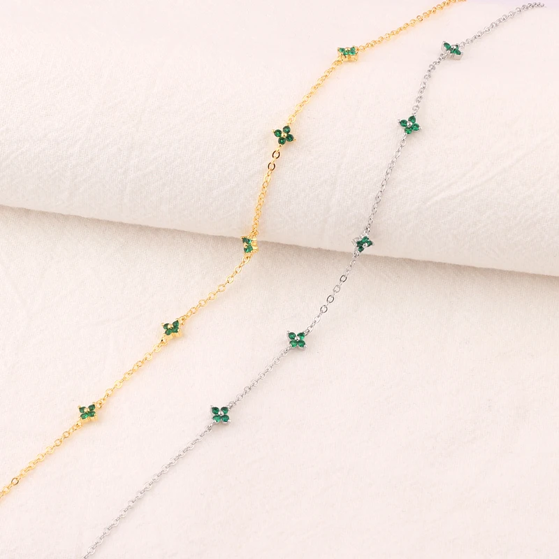 Inlaid Zircon Four-leaf Flower Necklace For Women New Niche Light Luxury Hot Fashion Collares Choker Accessories
