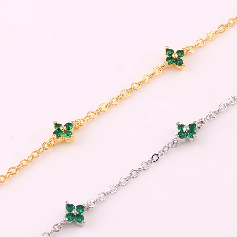Inlaid Zircon Four-leaf Flower Necklace For Women New Niche Light Luxury Hot Fashion Collares Choker Accessories