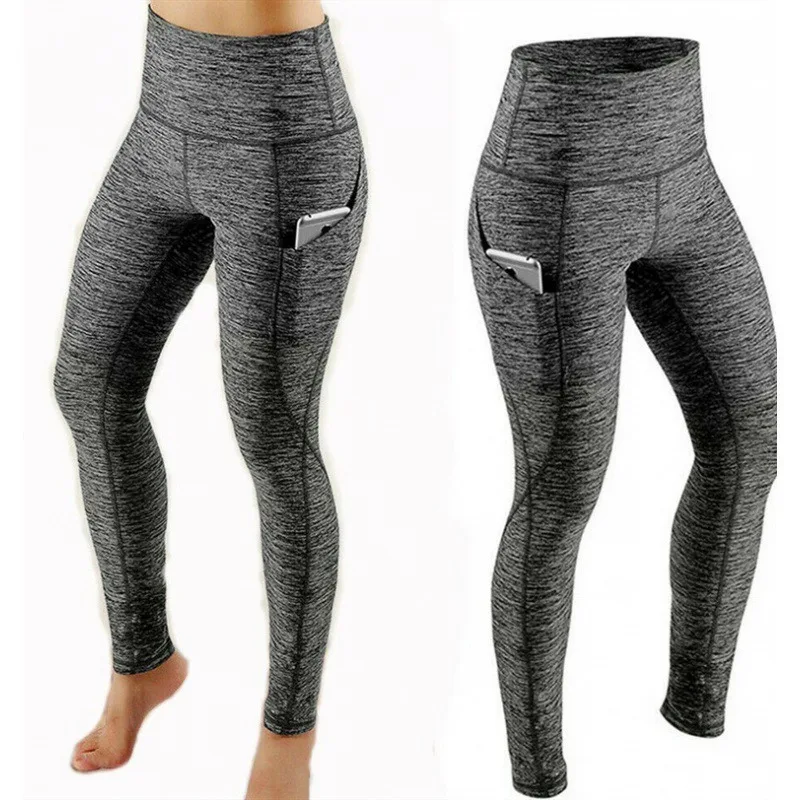 Women Yoga Leggings Sexy Solid High Waist Pocket Elastic Tummy Control Ruched Booty Pants Casual Gym Compression Tights Pants