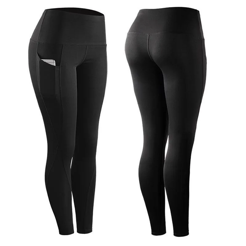 Women Yoga Leggings Sexy Solid High Waist Pocket Elastic Tummy Control Ruched Booty Pants Casual Gym Compression Tights Pants