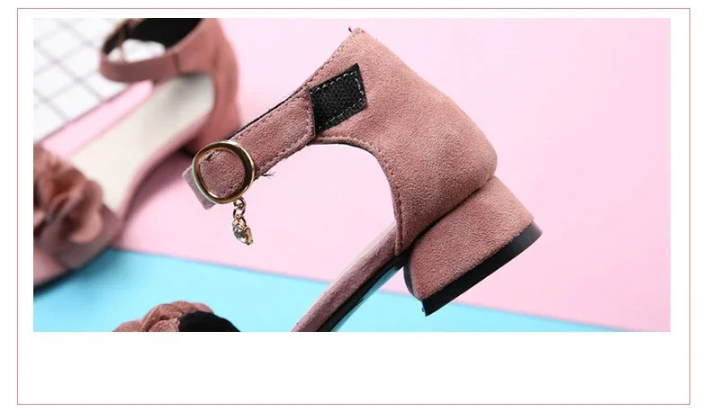 Children Princess Shoes for Wedding Party Summer Chic Girls Causal Flower Sandals Fashion Open-toe Kids Low-heels Dress Sandals