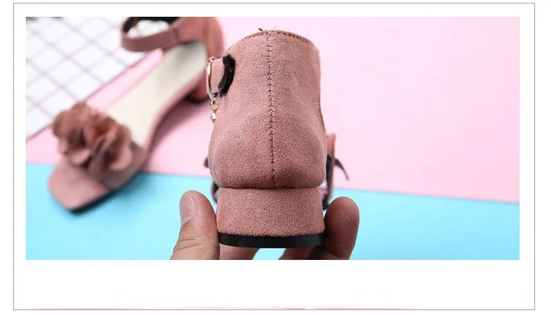 Children Princess Shoes for Wedding Party Summer Chic Girls Causal Flower Sandals Fashion Open-toe Kids Low-heels Dress Sandals