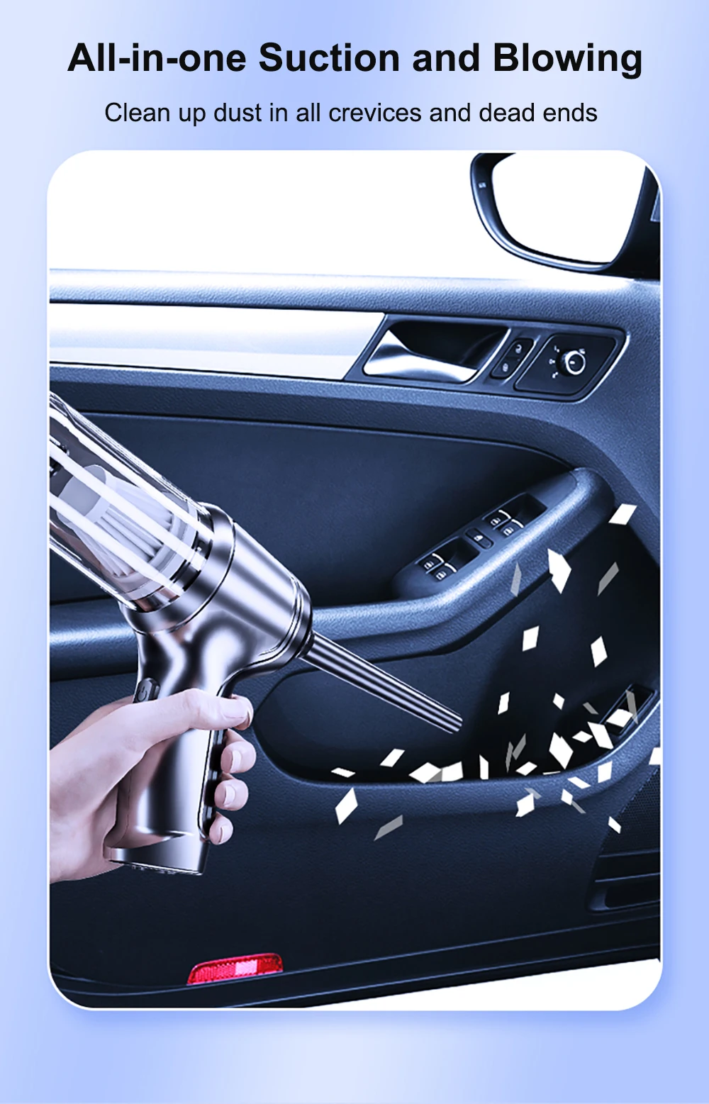 Car Vacuum Cleaner 95000PA Strong Suction Wireless Vacuum Cleaner for Car Home 2in1 Handheld Portable Vacuum Cleaner Blower