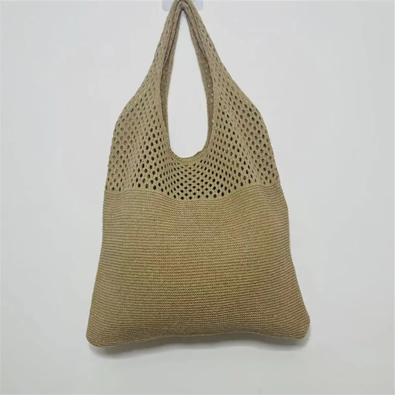 Aesthetic Hollow Out Crochet Bag, Large Capacity Shoulder Bag, Simple Knitted Tote Bag For Women