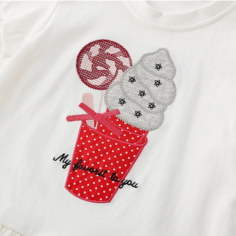Jumping Meters New Arrival Bag Print Hot Selling Cotton Summer Girls Tshirts Baby Clothes Children's Tees Tops