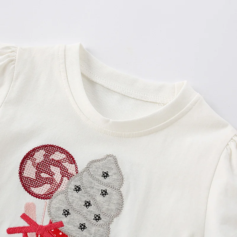 Jumping Meters New Arrival Bag Print Hot Selling Cotton Summer Girls Tshirts Baby Clothes Children's Tees Tops