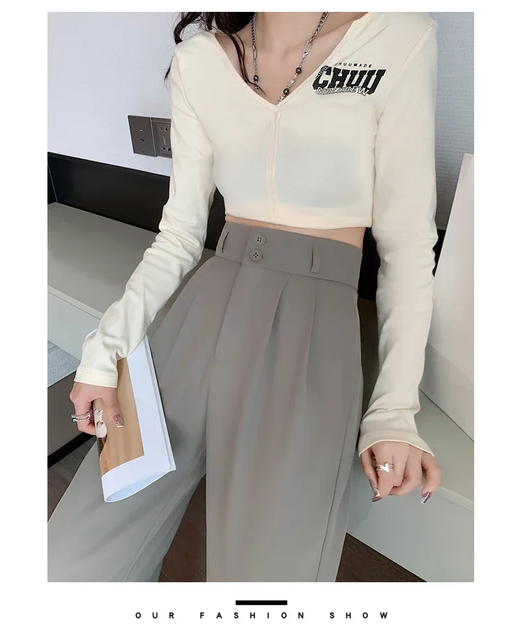 Spring Summer White High Waist Suit Wide Leg Women's Pants Female 2026 New Buttons Elegant Minimalism Straight Loose Trousers