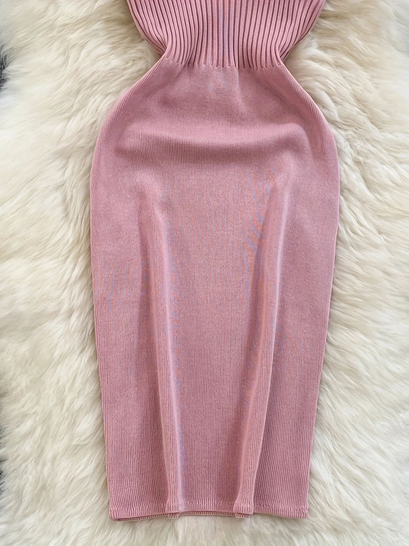 2024 Ribbed Lace Up Dress Elegant Solid Slim Ruffle Trim Dress Women's Clothing Bodycon Short Mini Dress