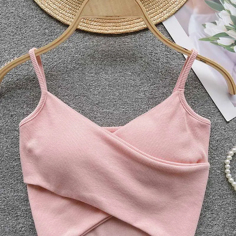 Irregular Casual Sport Camisole Women Strap Design Solid Fashion 2025 Y2K Elegant Ladies Chic Slim Tank Tops