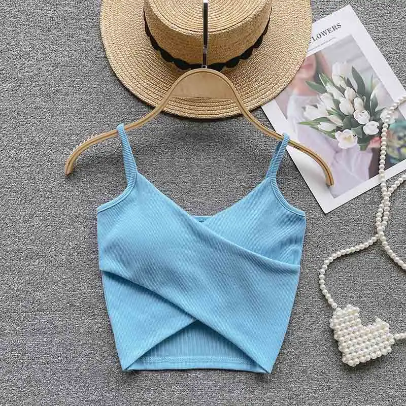 Irregular Casual Sport Camisole Women Strap Design Solid Fashion 2025 Y2K Elegant Ladies Chic Slim Tank Tops