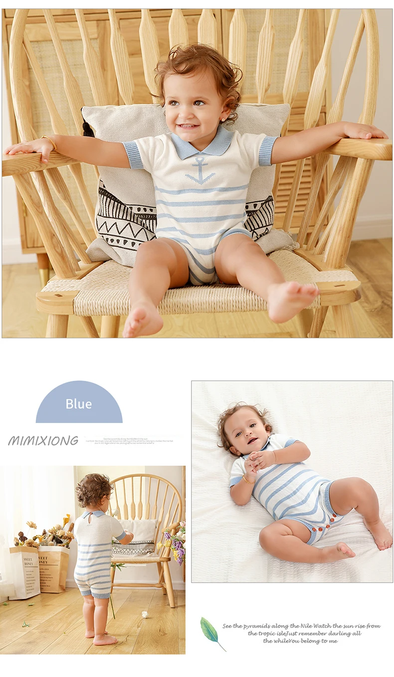 Newborn Baby Rompers Summer Infant Kids Boys Turtle Neck Short Sleeve Sunsuits One Piece Toddler Cotton Sunsuits Child Playsuits