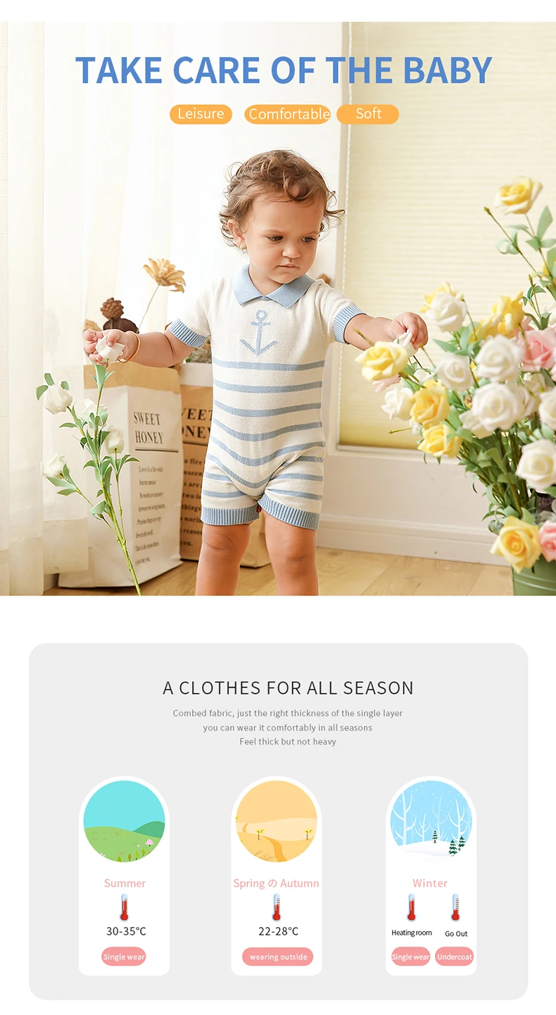 Newborn Baby Rompers Summer Infant Kids Boys Turtle Neck Short Sleeve Sunsuits One Piece Toddler Cotton Sunsuits Child Playsuits