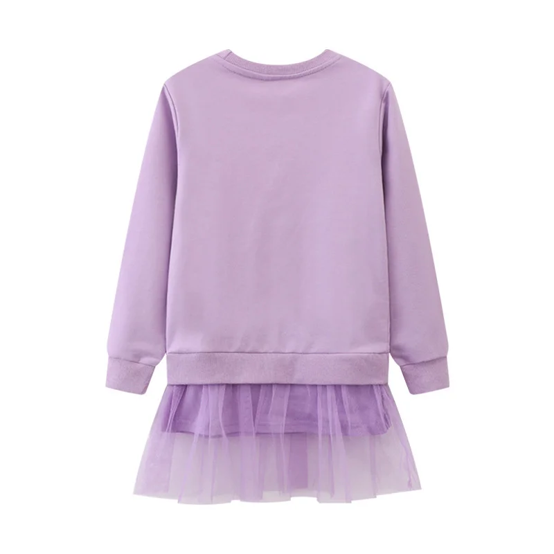 Jumping Meters 2-7T Stars Beading Princess Girls Dresses For Autumn Spring Long Sleeve Party Girls Clothing Cute Baby Frocks