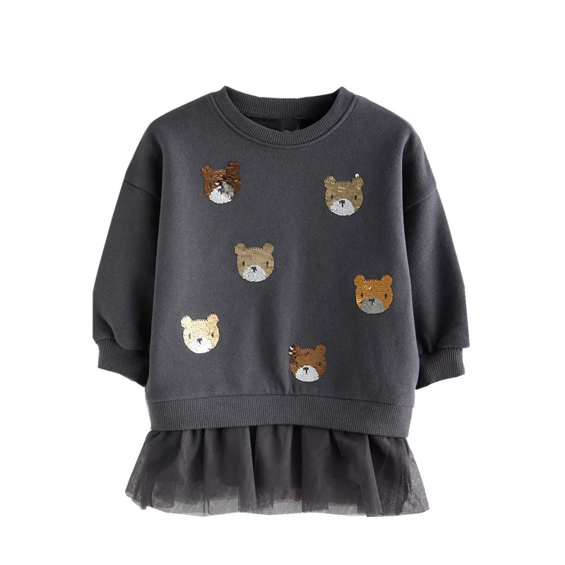 Jumping Meters 2-7T Stars Beading Princess Girls Dresses For Autumn Spring Long Sleeve Party Girls Clothing Cute Baby Frocks