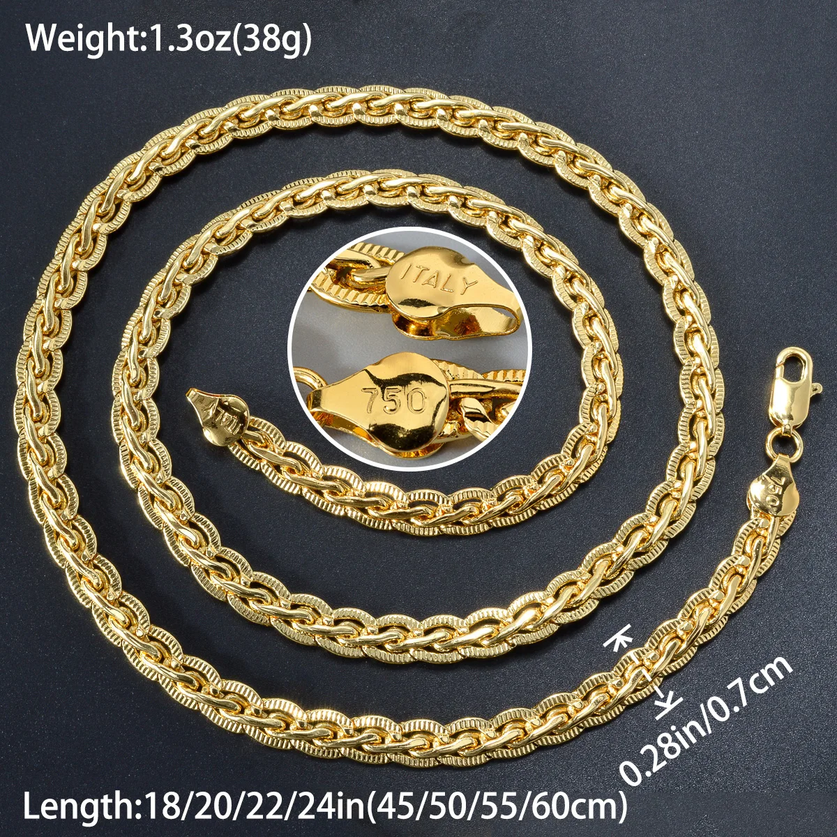 Hip Hop Jewelry 18k Gold Plated Cuban Link Chain Necklace for Men Collar High Quality Metal Texture Women Fashion Charm Jewelry