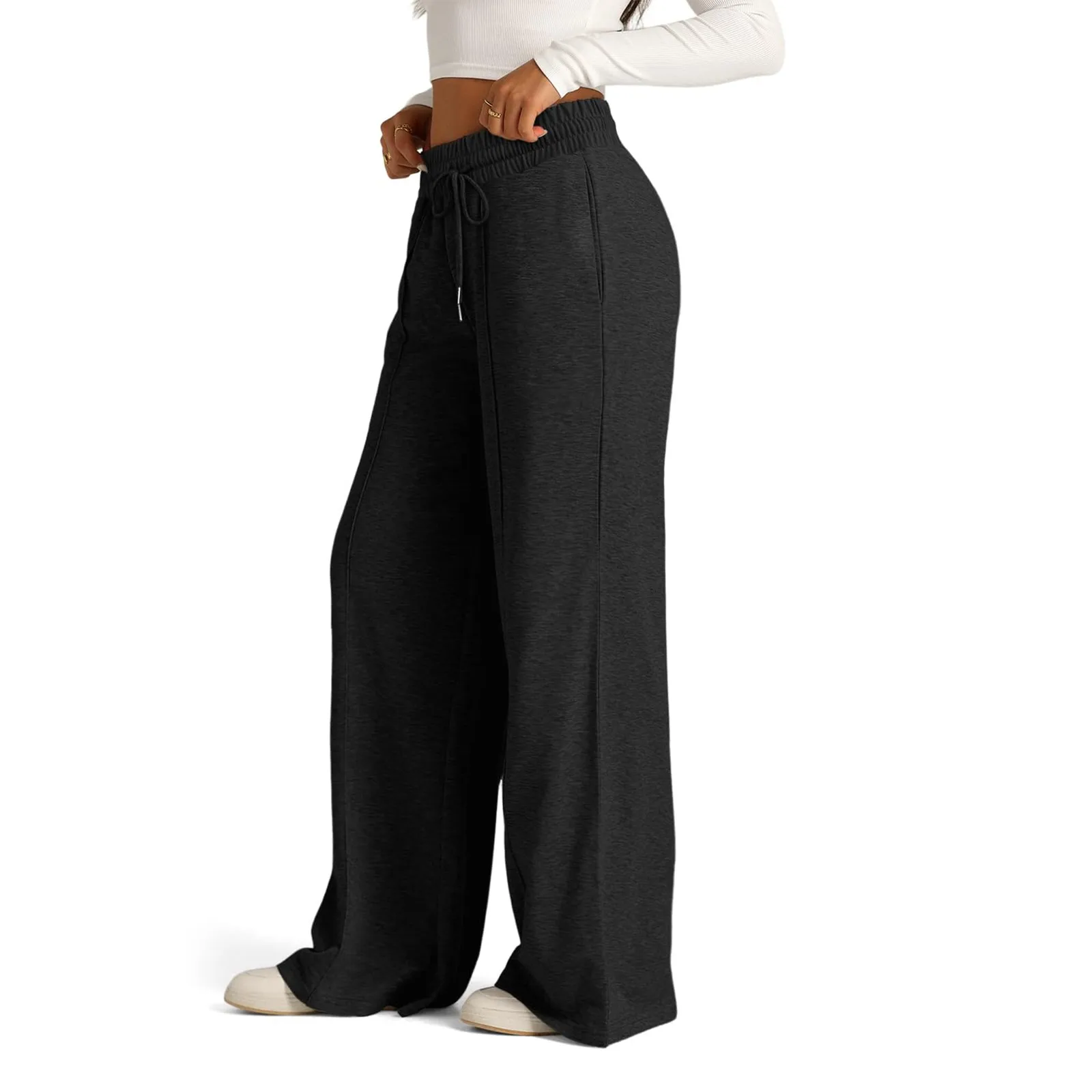Fleece Sweatpants Women Streetwear Pants High Waist Loose Trousers Casual Straight Sport Wide Leg Baggy Pants Joggers