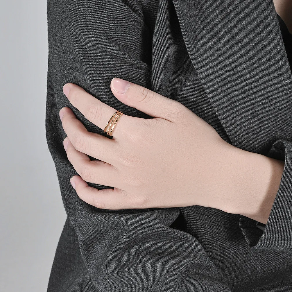 Pack of 3 Simple 1mm Stainless Steel Women Statement Rings Silver Rose Gold Color Trendy Fashion Jewelry US Size 5 6 7 8 9 10