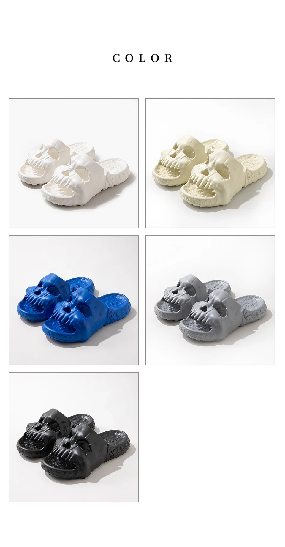 Summer Skull Design Shoes Women Slippers Fun Novelty Slide Beach Non Slip Home Outdoor Thick Bottom Sandals