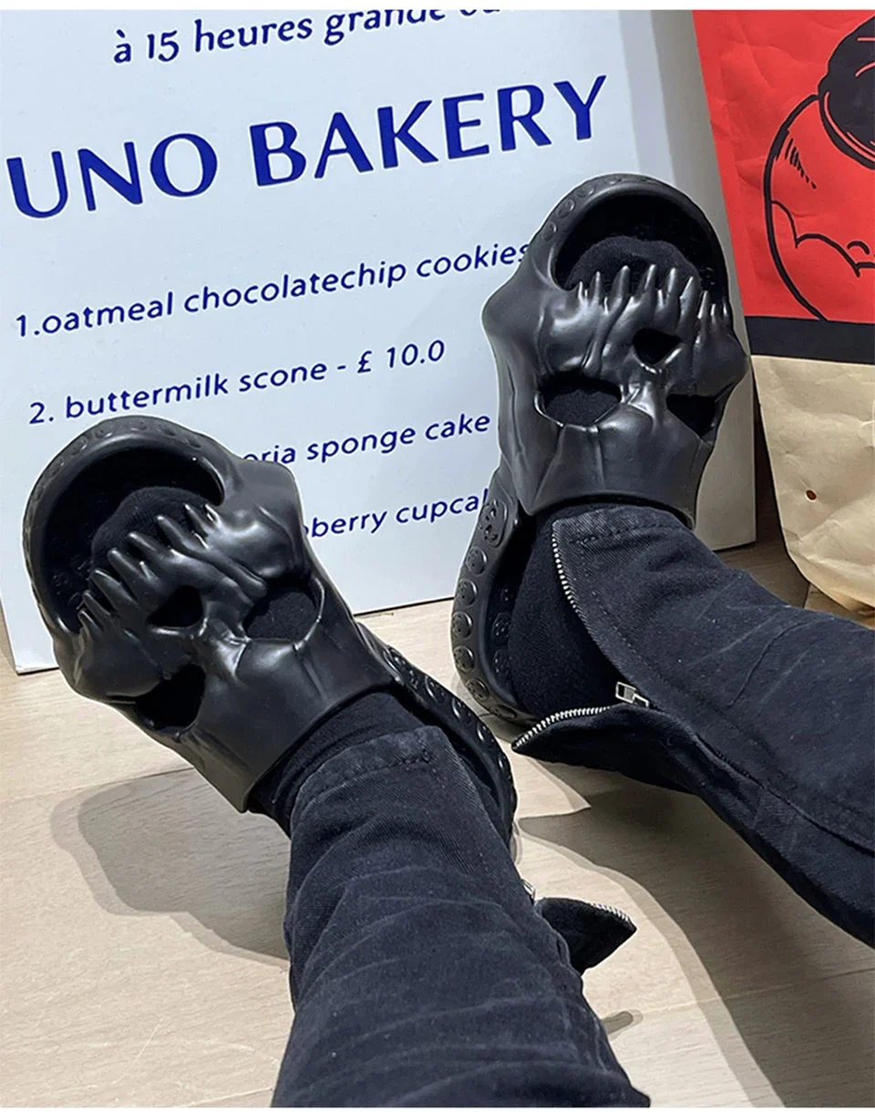 Summer Skull Design Shoes Women Slippers Fun Novelty Slide Beach Non Slip Home Outdoor Thick Bottom Sandals