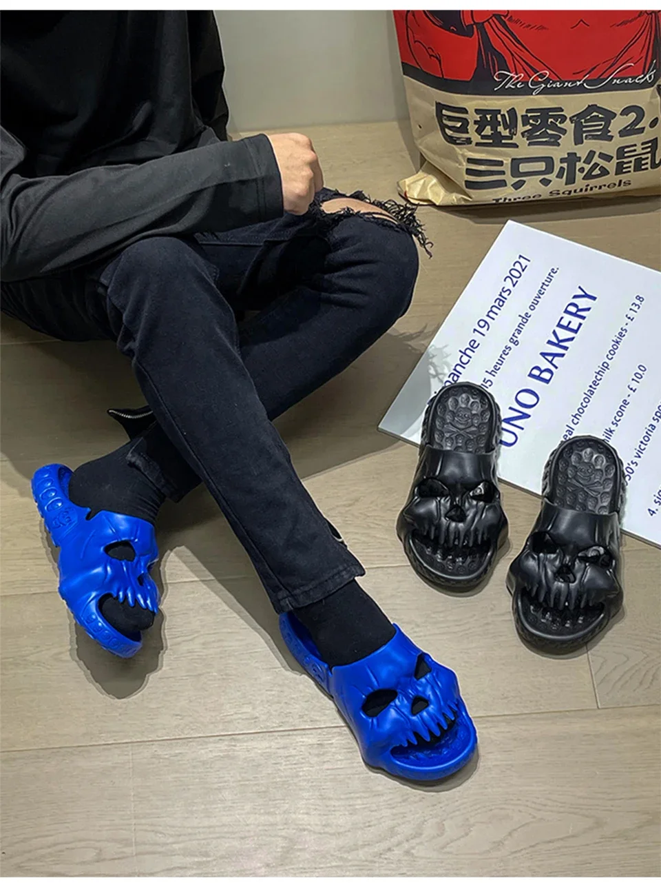 Summer Skull Design Shoes Women Slippers Fun Novelty Slide Beach Non Slip Home Outdoor Thick Bottom Sandals