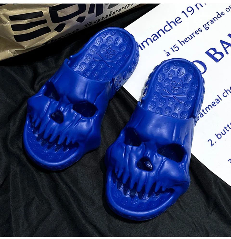 Summer Skull Design Shoes Women Slippers Fun Novelty Slide Beach Non Slip Home Outdoor Thick Bottom Sandals