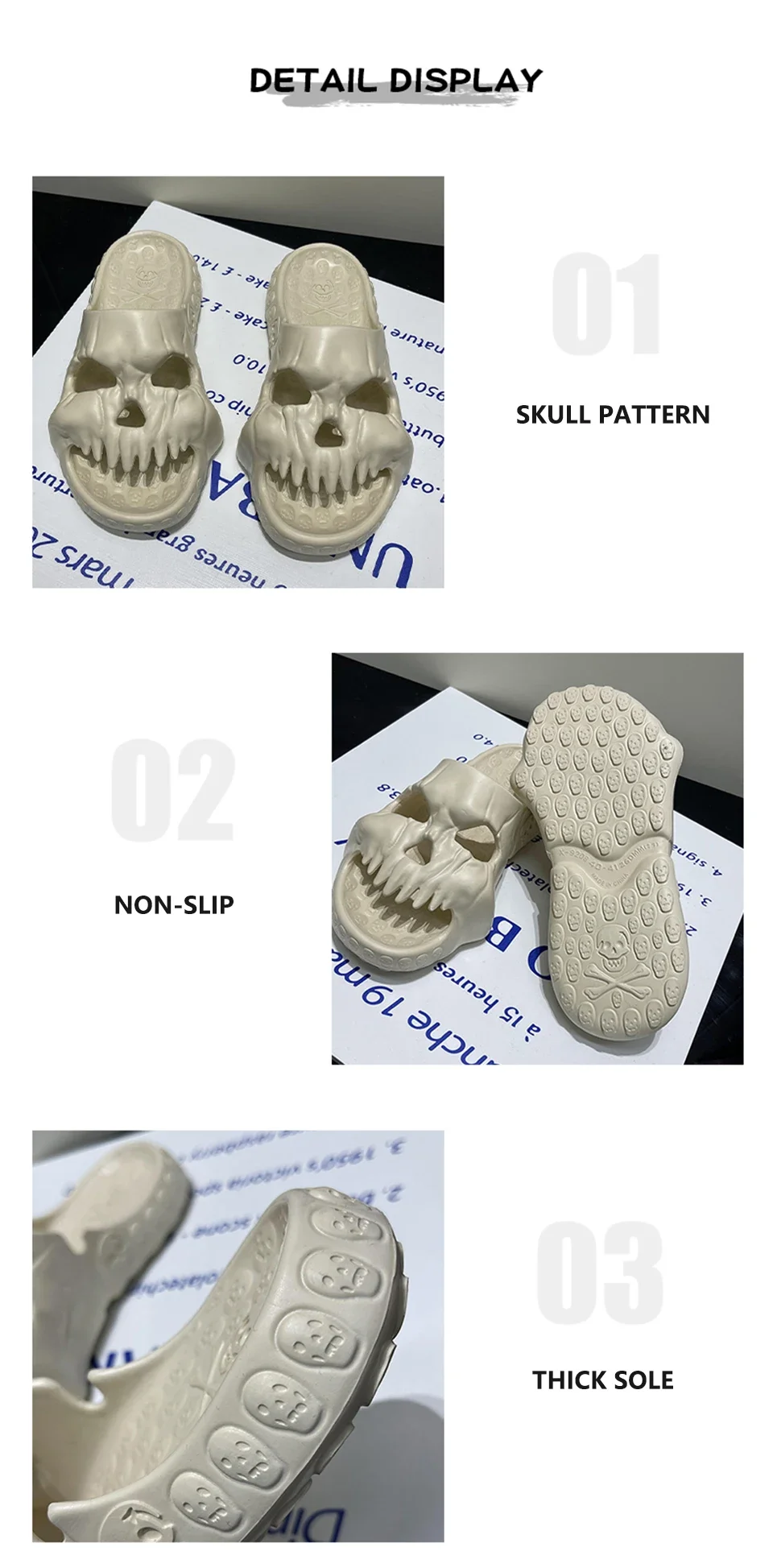 Summer Skull Design Shoes Women Slippers Fun Novelty Slide Beach Non Slip Home Outdoor Thick Bottom Sandals