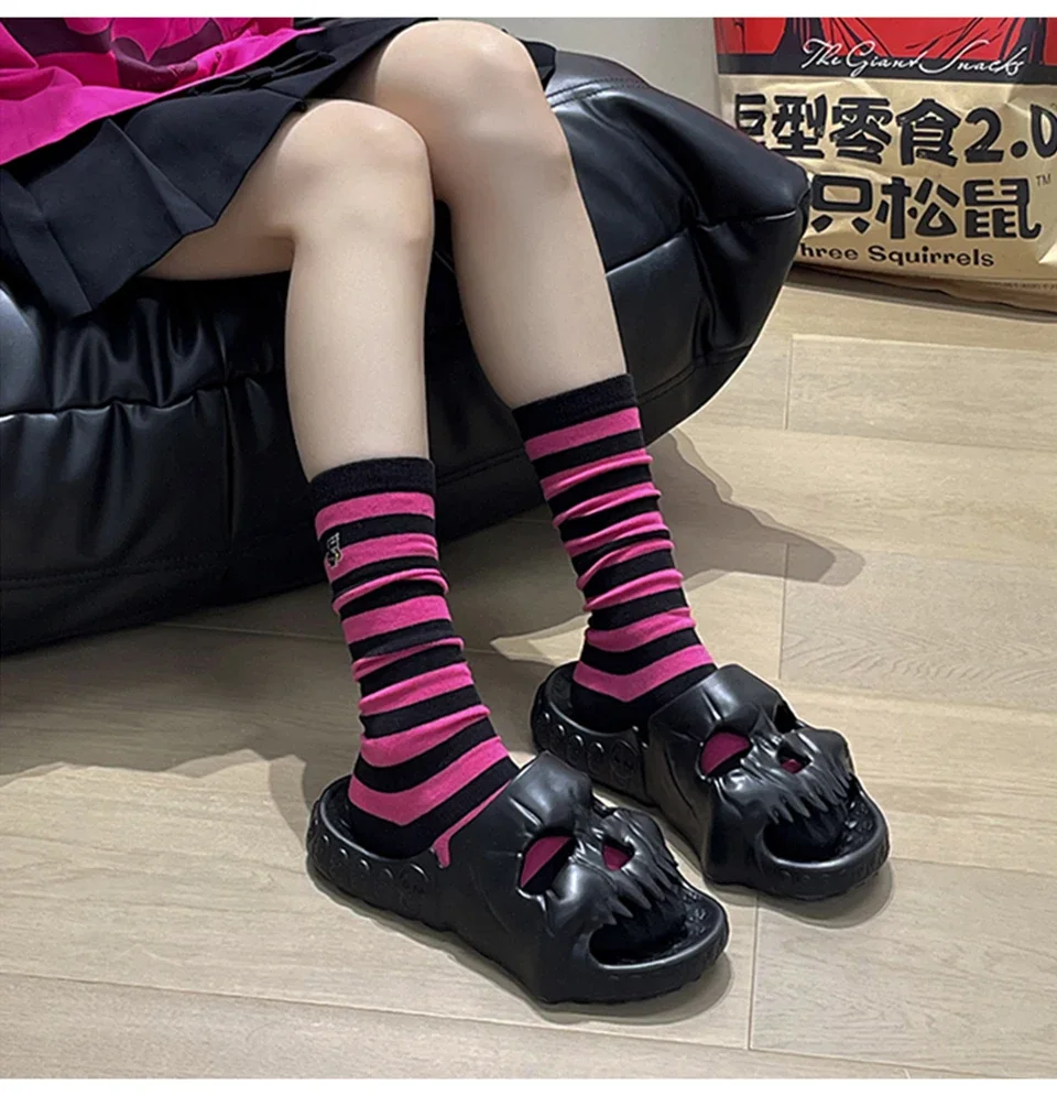 Summer Skull Design Shoes Women Slippers Fun Novelty Slide Beach Non Slip Home Outdoor Thick Bottom Sandals