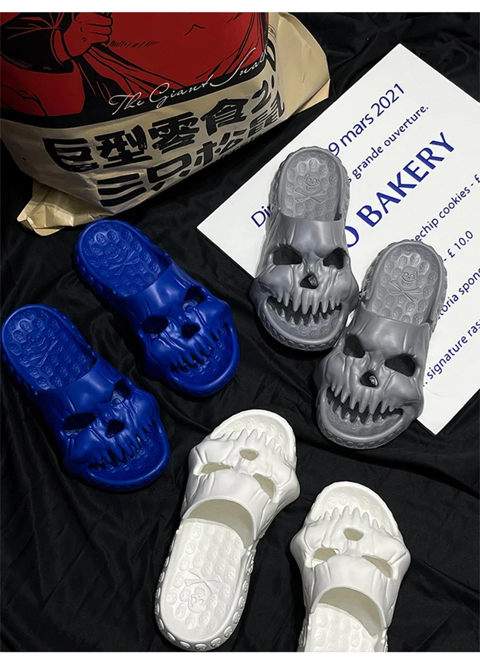Summer Skull Design Shoes Women Slippers Fun Novelty Slide Beach Non Slip Home Outdoor Thick Bottom Sandals
