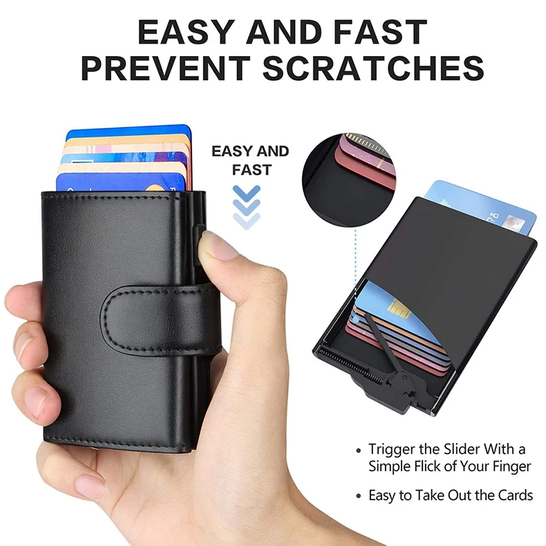 Rfid Microfiber Leather Men Wallets Fashion Credit Card Holder Trifold Wallet Money Bags Smart Slim Thin Pocket Wallet Black