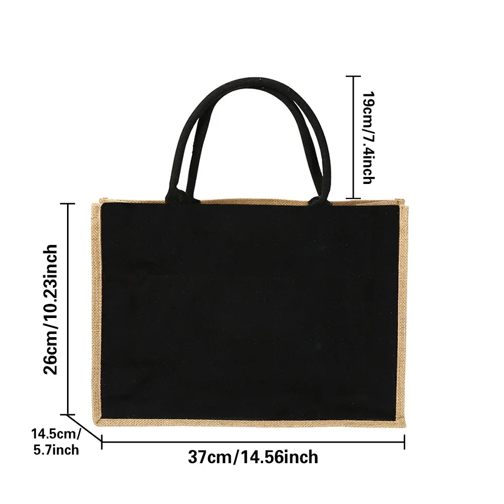 New Environmental Protection Gunny Bag Linen Shoulder Bag Floral Lettered Print Pattern Jute Imitation Sack Women's Shopping Bag