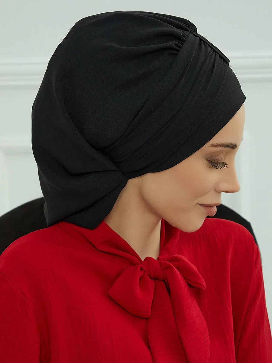 Muslim Instant Turban Pure Color Stretch Inner Hat Hijabs For Caps Ready To Wear Women Head Scarf Under Bonnet