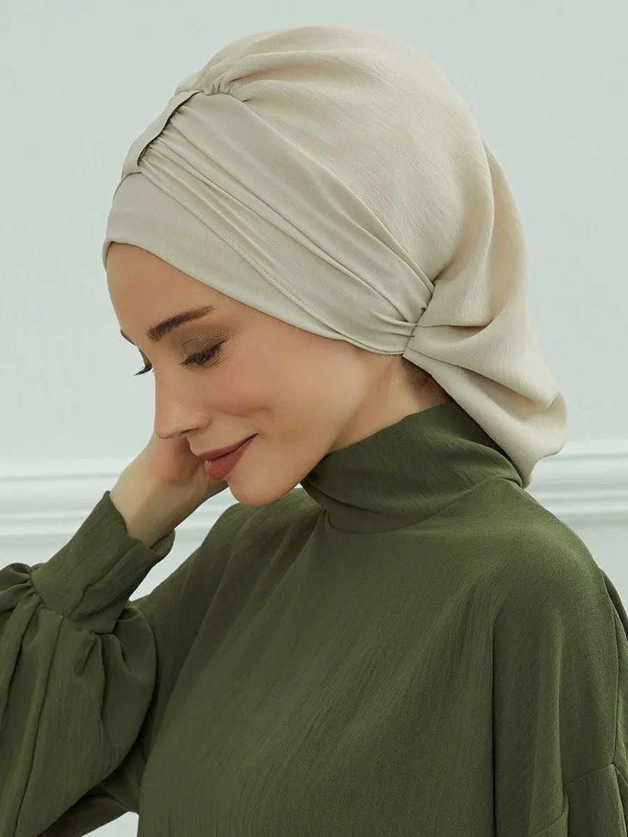 Muslim Instant Turban Pure Color Stretch Inner Hat Hijabs For Caps Ready To Wear Women Head Scarf Under Bonnet