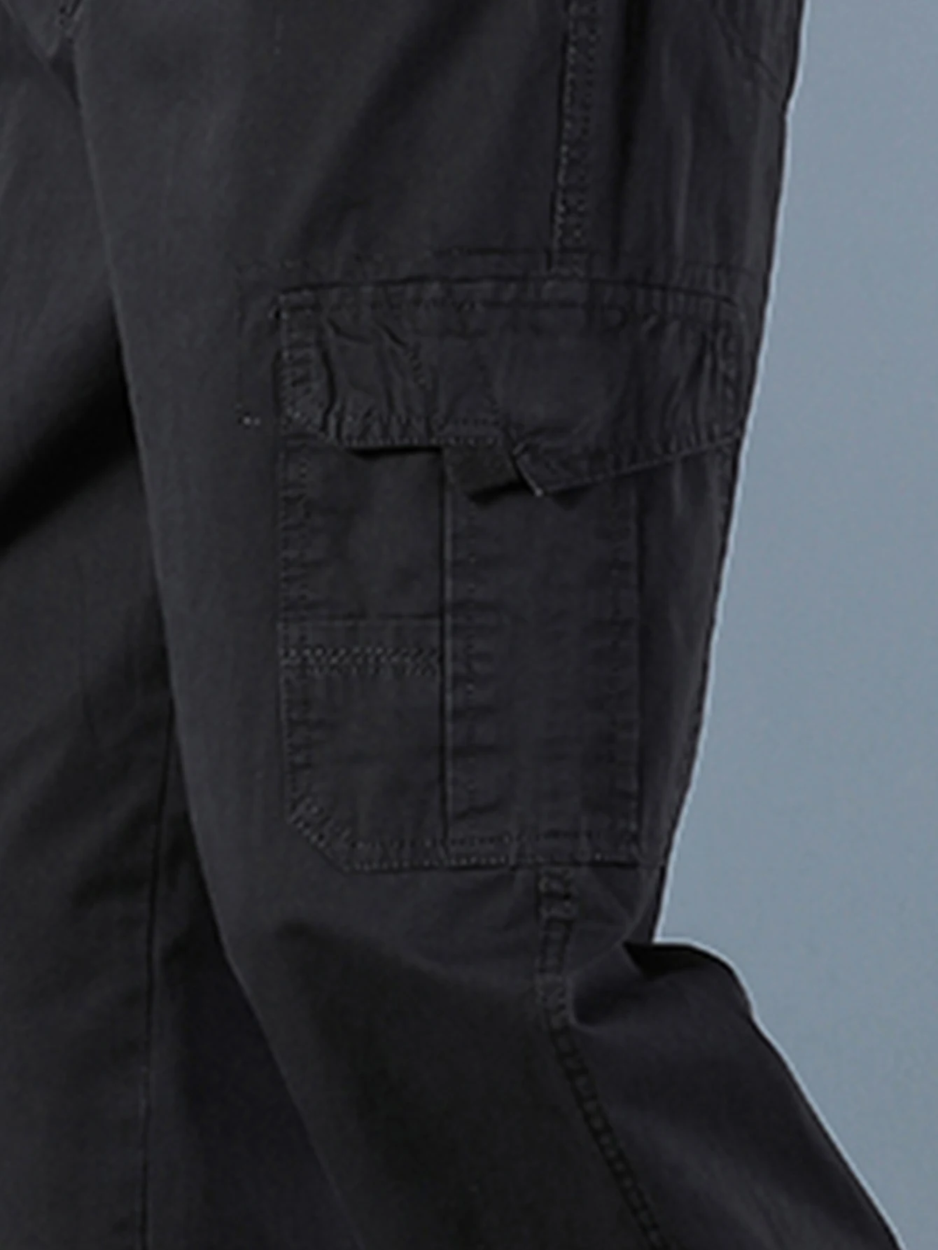 Men's 100% Cotton Straight Black Joggers Male Pants Outdoor Overalls Cargo Pants Fashion Streetwear Pocke