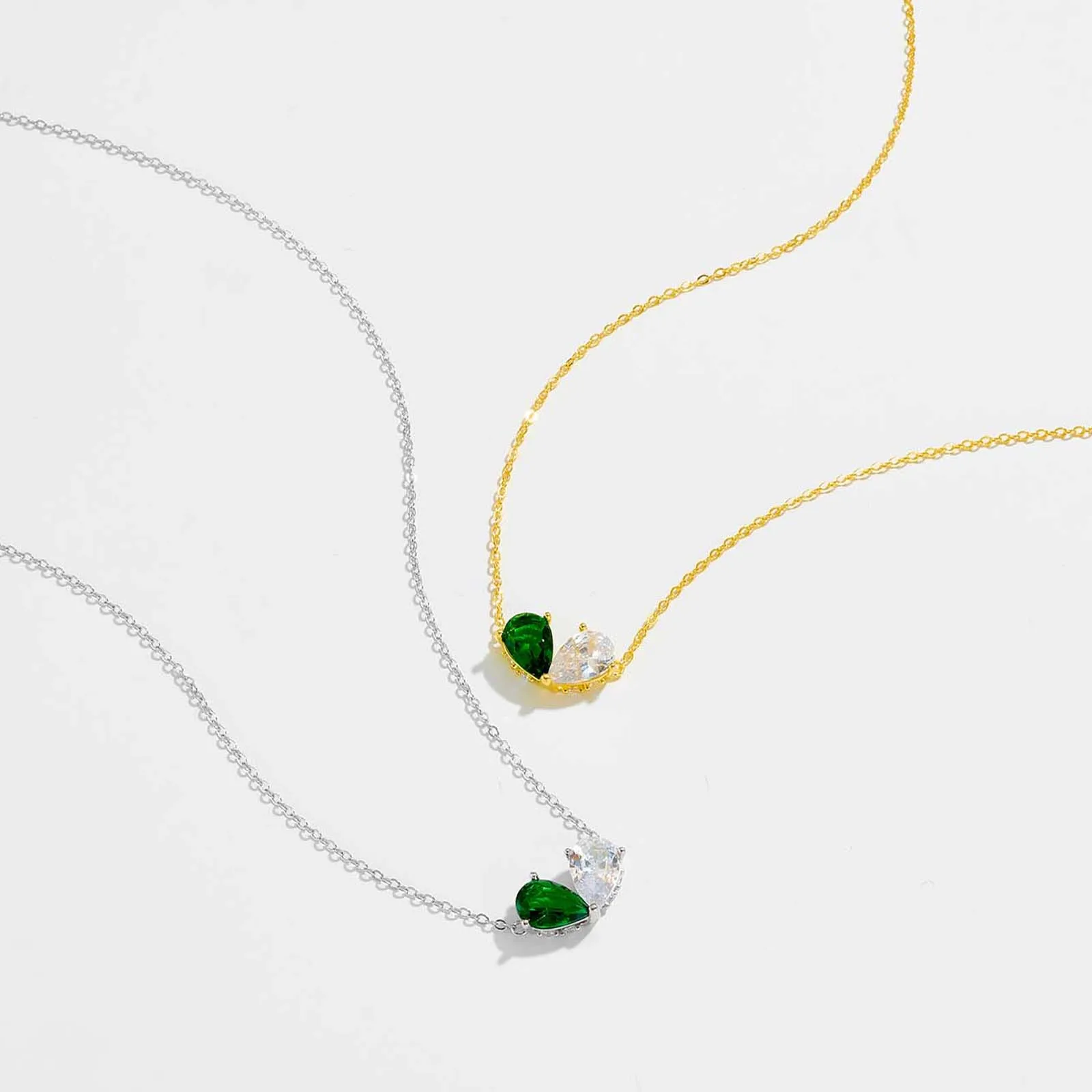 VEWANT Pear Green Clear CZ Heart Long Chain Necklace 925 Sterling Silver Pendant Choker Luxury 2024 Fine Jewelry