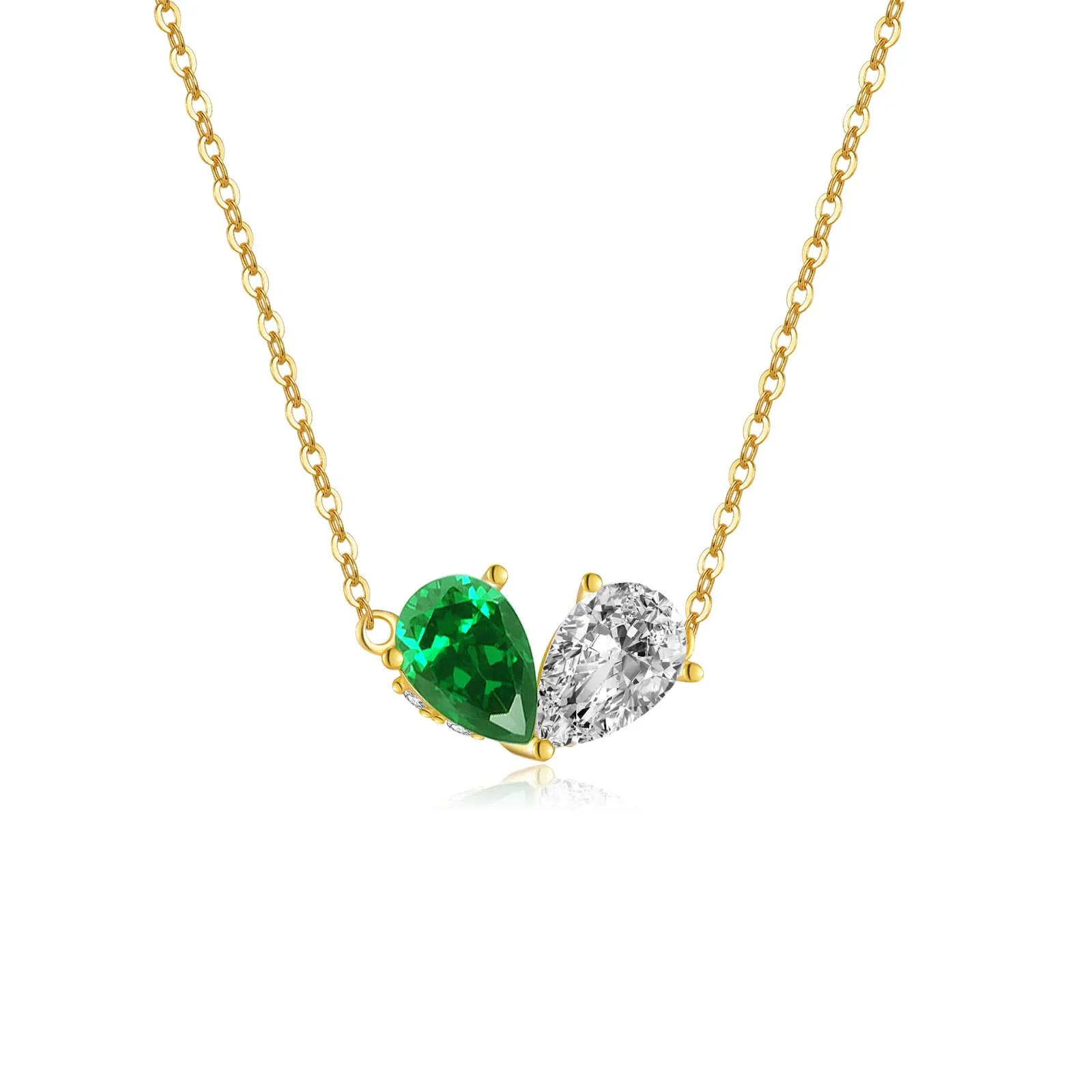 VEWANT Pear Green Clear CZ Heart Long Chain Necklace 925 Sterling Silver Pendant Choker Luxury 2024 Fine Jewelry