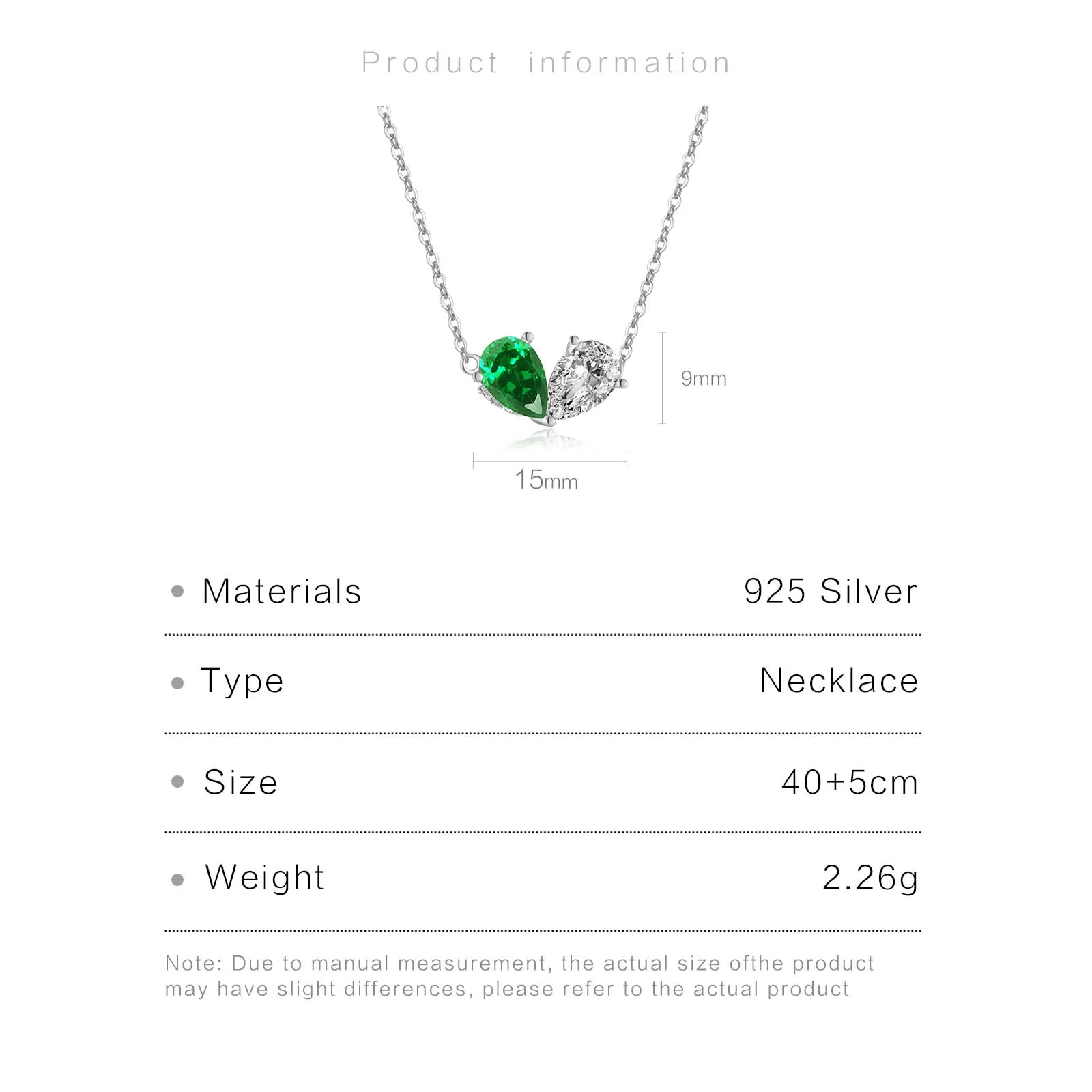 VEWANT Pear Green Clear CZ Heart Long Chain Necklace 925 Sterling Silver Pendant Choker Luxury 2024 Fine Jewelry