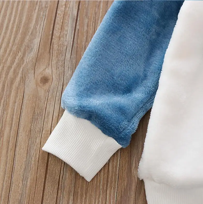Boys Coral Fleece Pajama Sets Plus Velvet Thick Flannel Homewear Children Winter Warm Sleepwear Suit 2Pcs Girls Pantsuit