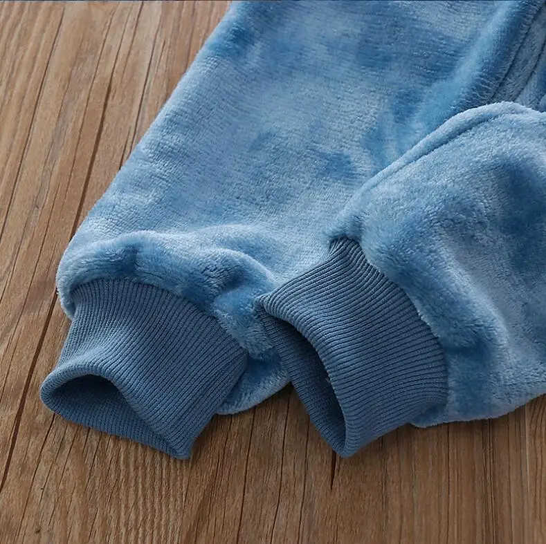 Boys Coral Fleece Pajama Sets Plus Velvet Thick Flannel Homewear Children Winter Warm Sleepwear Suit 2Pcs Girls Pantsuit