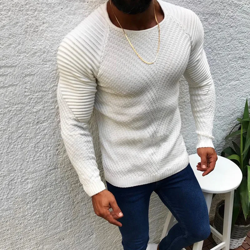 New Arrivals Pullover Men O-neck Solid Color Long Sleeve Warm Slim Sweaters Men Men's Sweater Male Clothing
