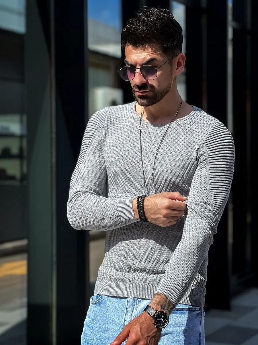 New Arrivals Pullover Men O-neck Solid Color Long Sleeve Warm Slim Sweaters Men Men's Sweater Male Clothing