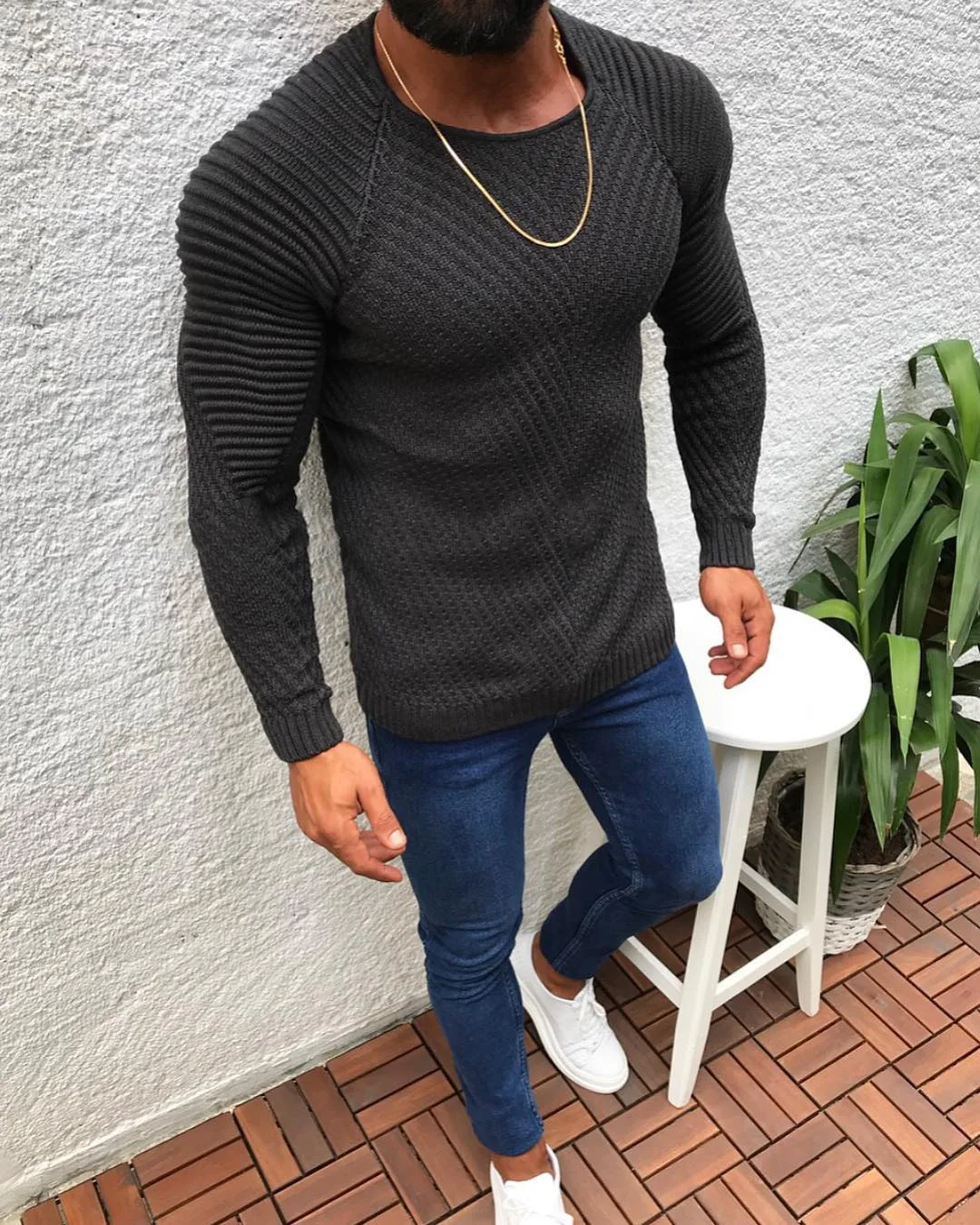 New Arrivals Pullover Men O-neck Solid Color Long Sleeve Warm Slim Sweaters Men Men's Sweater Male Clothing