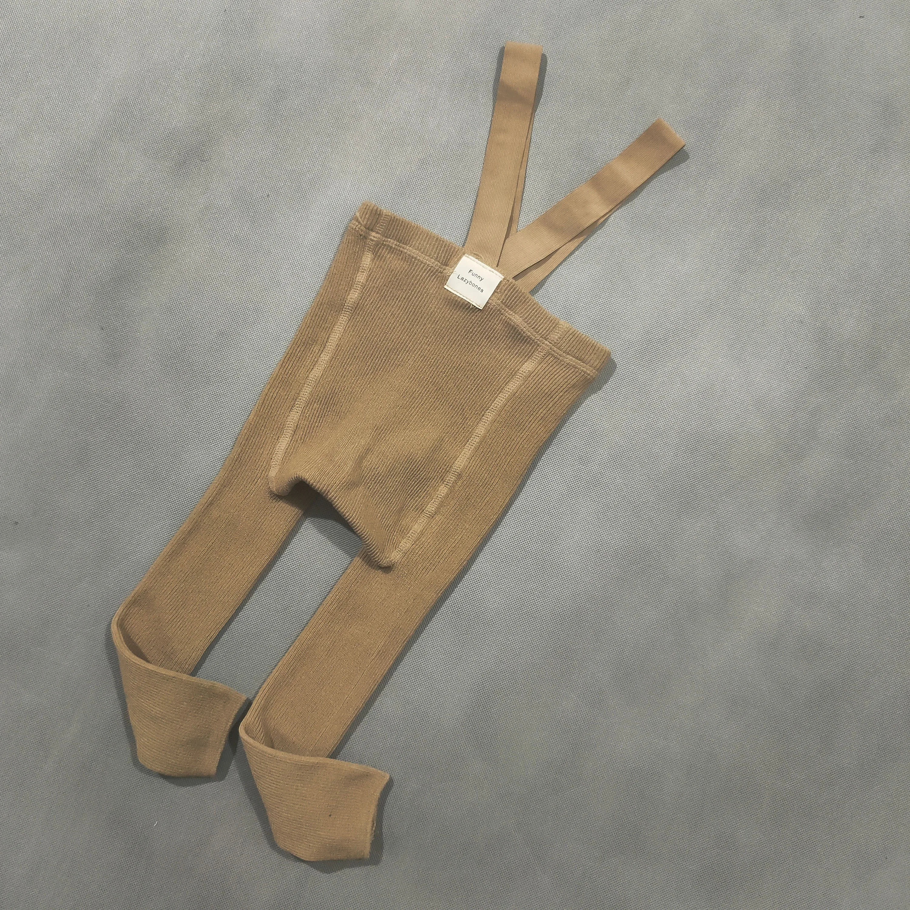 Spanish Spring And Autumn Models High Waist Suspenders Cropped Trousers Baby Big PP Baby Leggings