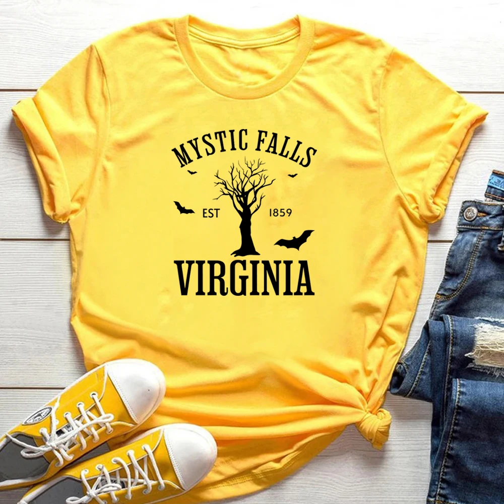 Mystic Falls Virginia T-shirt Vampire Diaries Shirt Retro TV Show TVD Inspired Tee Damon Salvatore Tshirt Salvatore Brothers Top