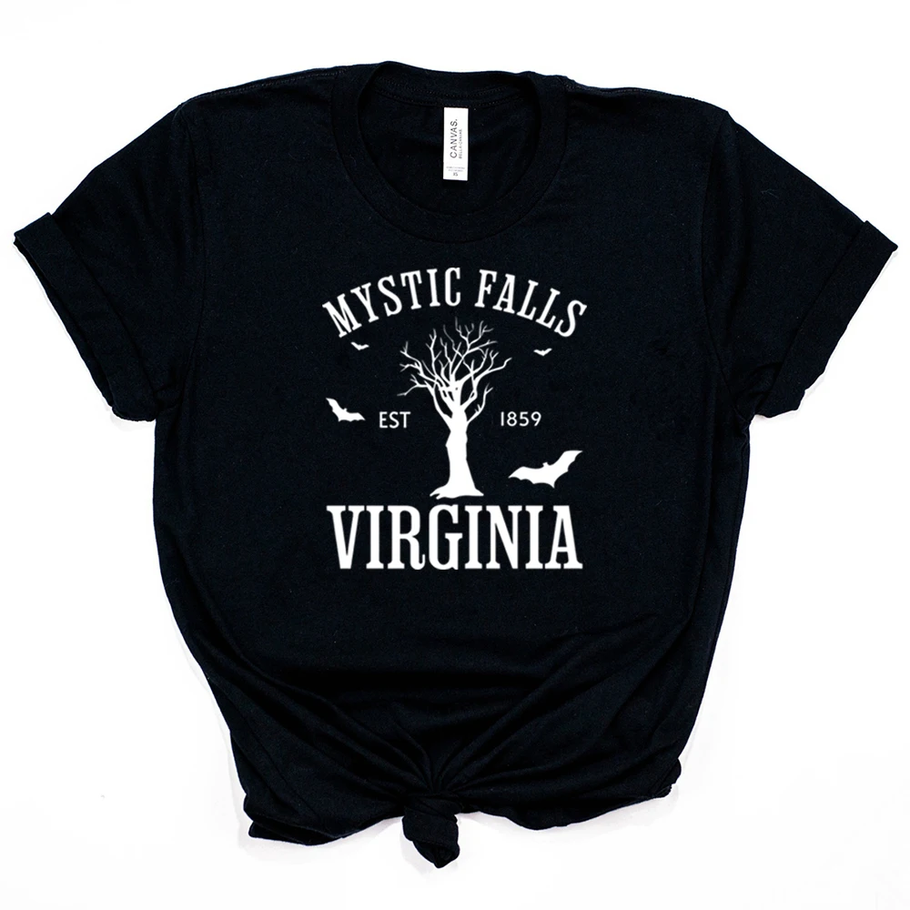 Mystic Falls Virginia T-shirt Vampire Diaries Shirt Retro TV Show TVD Inspired Tee Damon Salvatore Tshirt Salvatore Brothers Top