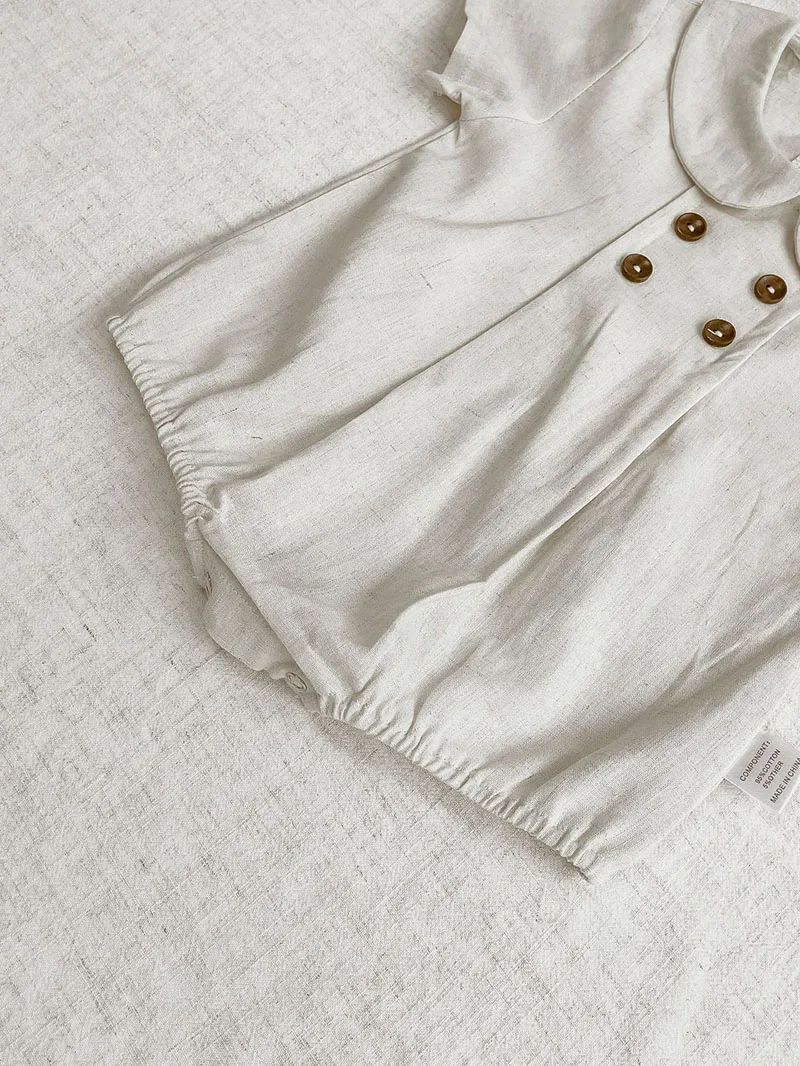 Summer Cotton Toddler Bodysuit Stripe Thin Toddler One Peice Loose Turndown Collar Infant Onesie Newborn Clothing