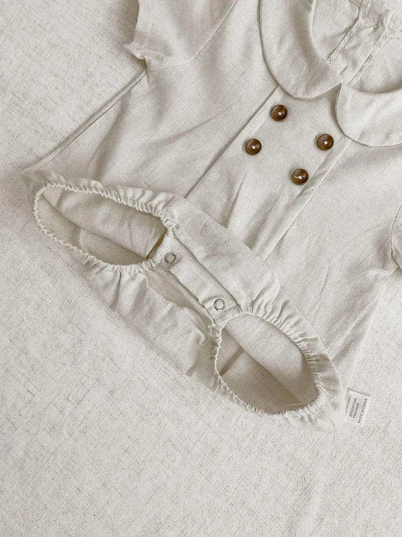 Summer Cotton Toddler Bodysuit Stripe Thin Toddler One Peice Loose Turndown Collar Infant Onesie Newborn Clothing
