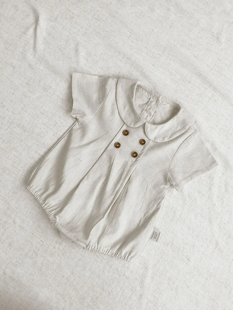 Summer Cotton Toddler Bodysuit Stripe Thin Toddler One Peice Loose Turndown Collar Infant Onesie Newborn Clothing