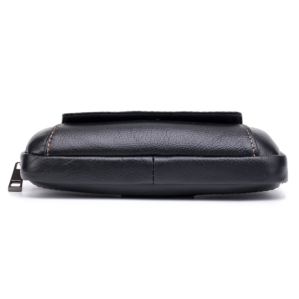 Genuine leather men's waist bag, cowhide multifunctional phone bag, can be worn with a belt hook