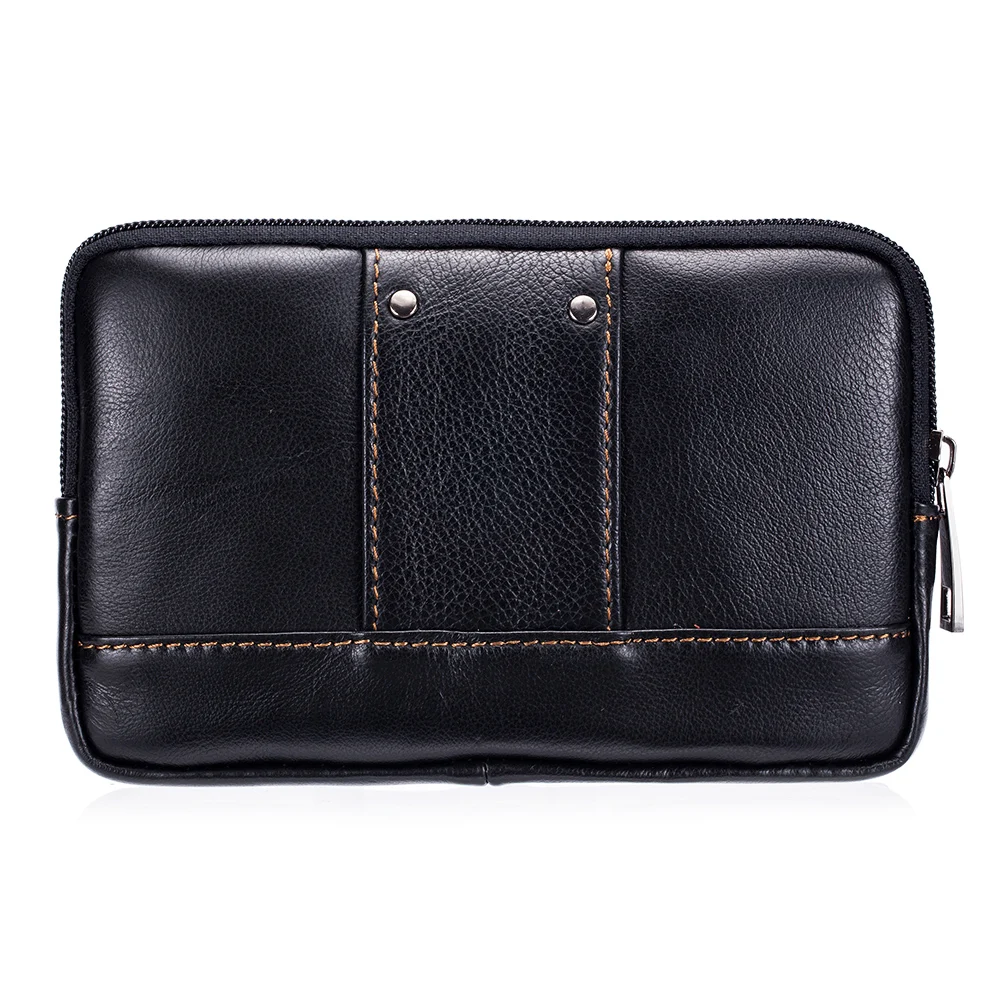 Genuine leather men's waist bag, cowhide multifunctional phone bag, can be worn with a belt hook